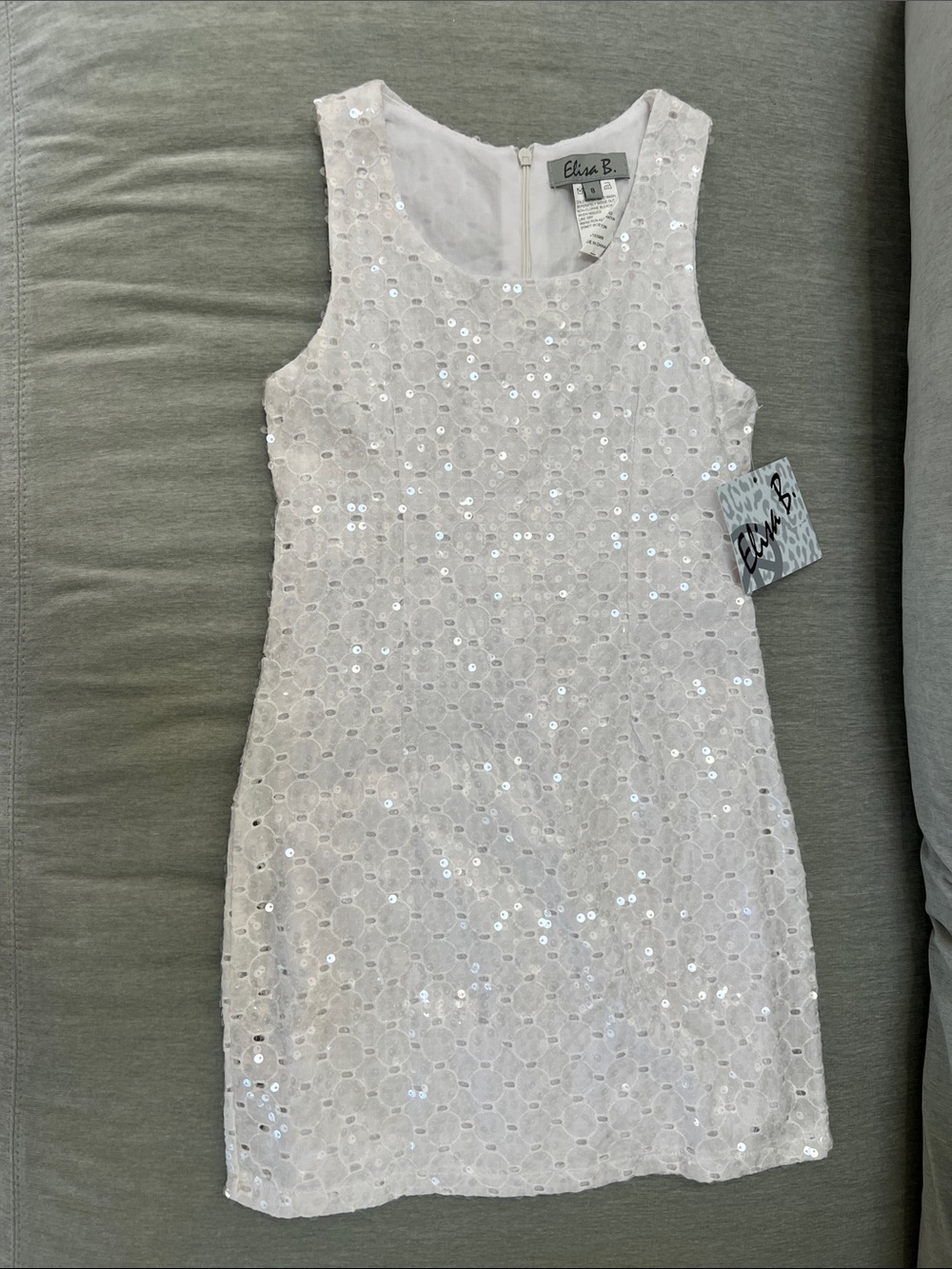 Eliza B. Girls' White Sequin Lace Tank Dress